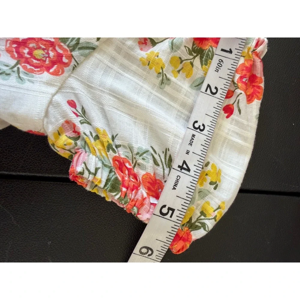 Haute Hippie Style Dress Girls 4T White Floral Tiered Cotton Cottagecore